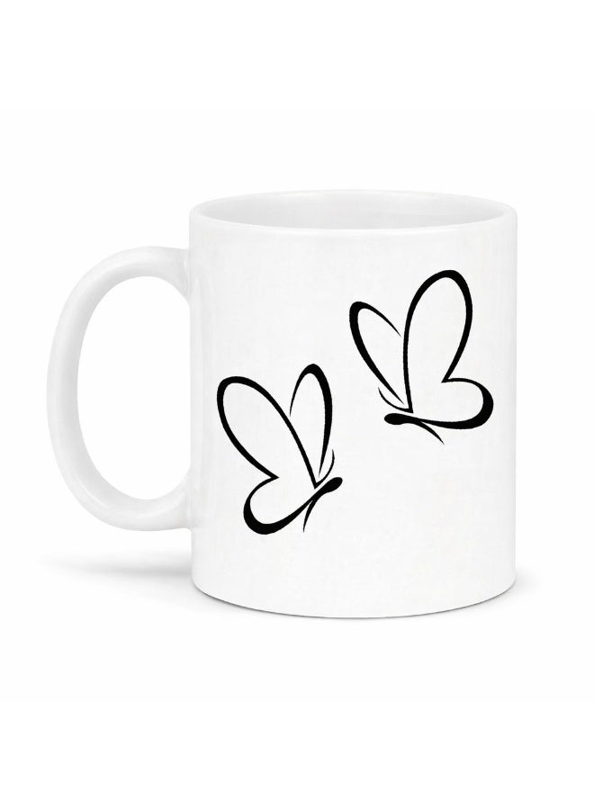 Bickerbond Minimalist Butterfly Duo Ceramic Mug - 11oz White Coffee Cup - Elegant Line Art Design for Home & Office - Aesthetic Gift for Her, Birthdays, or Special Occasions - Image 1